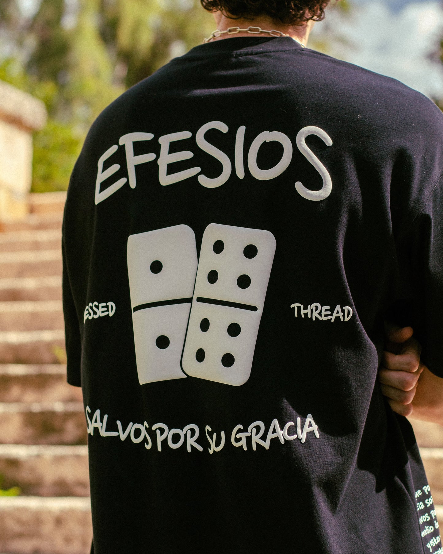 Black Oversized Faith Tee - Efesios 2:8