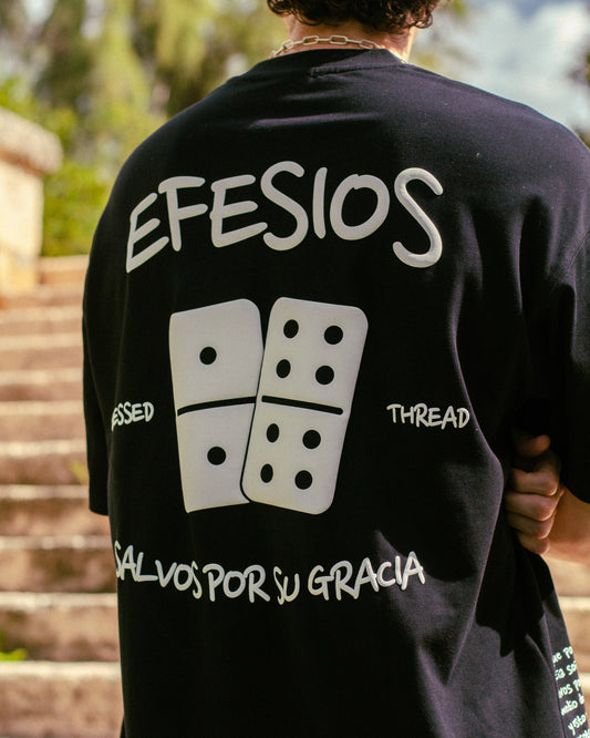 Black Oversized Faith Tee - Efesios 2:8