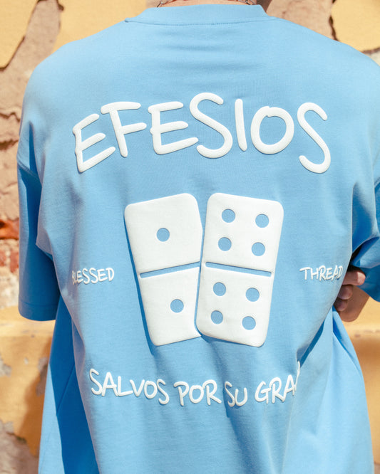 Heaven Blue Oversized Faith Tee - Efesios 2:8