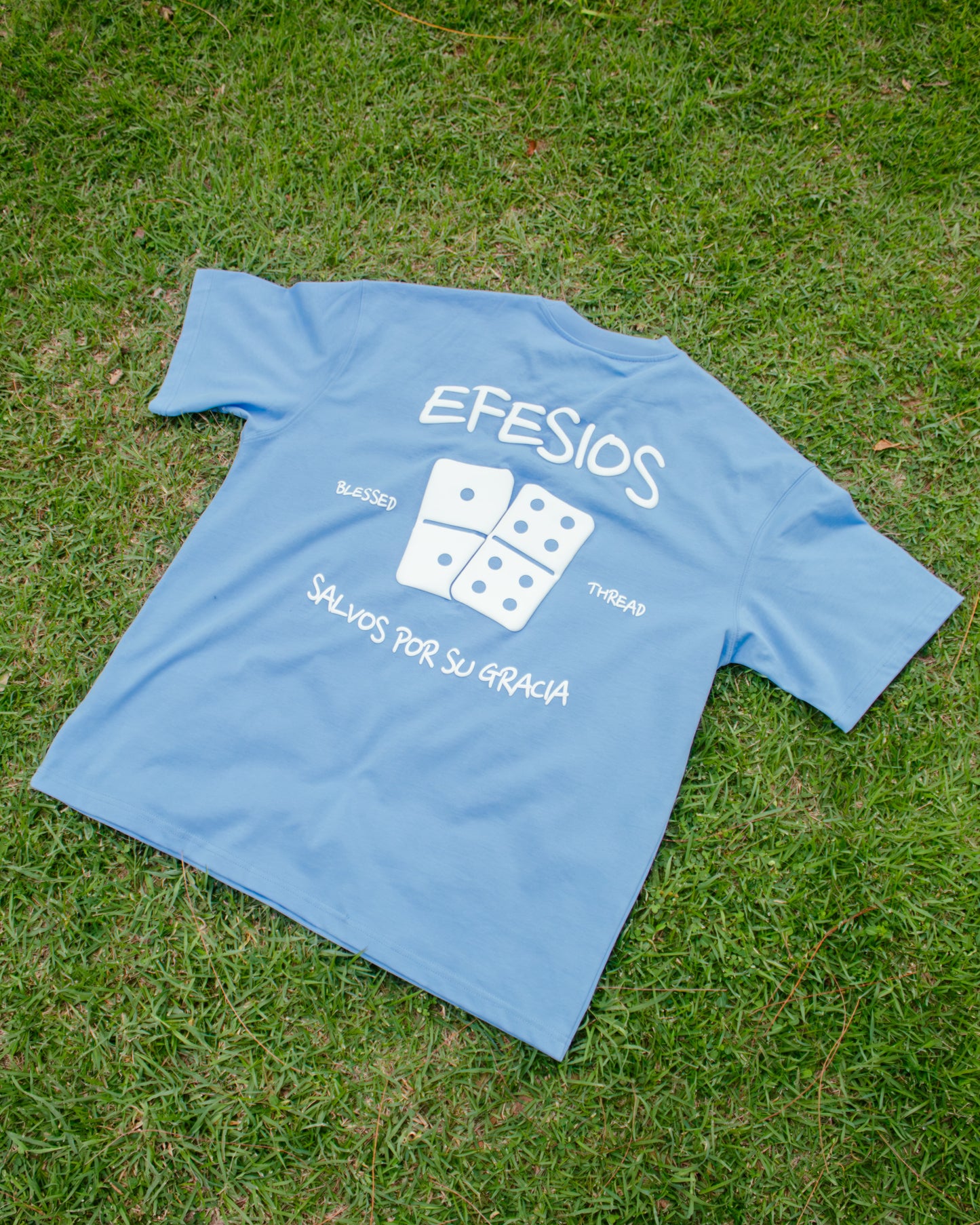Heaven Blue Oversized Faith Tee - Efesios 2:8