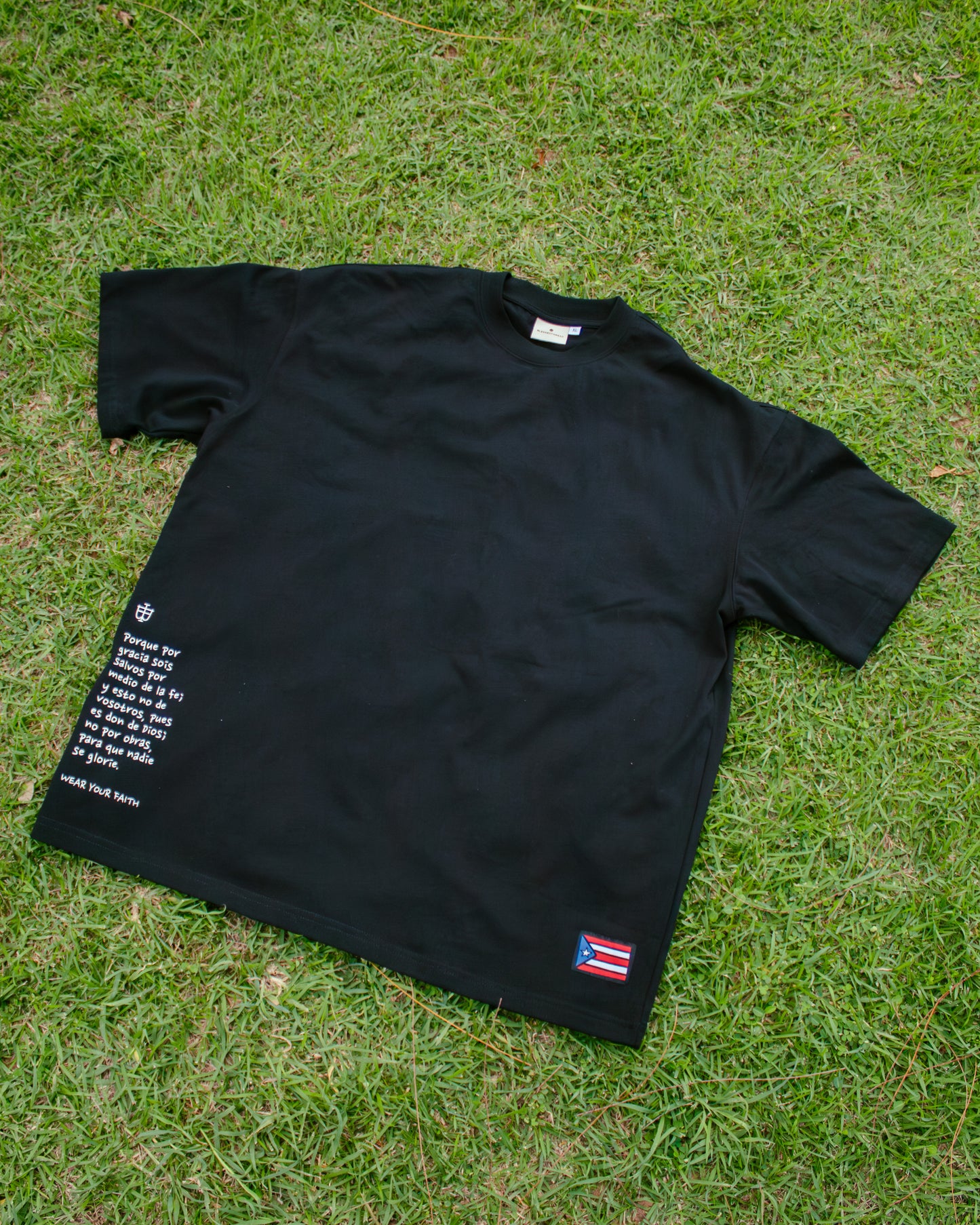 Black Oversized Faith Tee - Efesios 2:8